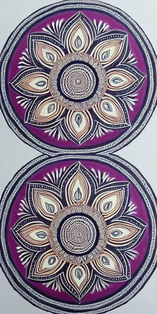 Prompt: a very intricate mandala half painted