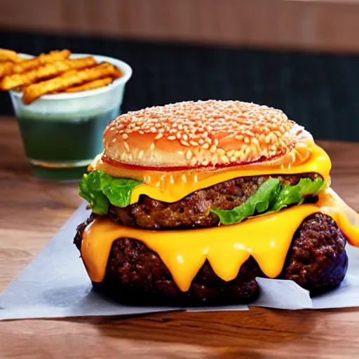 Image similar to cheeseburger overflowing with cheese