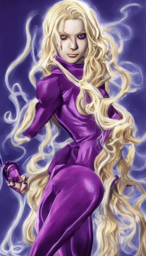 Image similar to funny valentine from jojo's bizarre adventure, official art, character concept, digital paintting, dynamic pose, concept art, very detailed, jojo's, high quality, 8 k