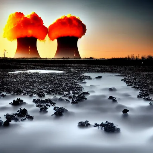 Prompt: !dream a beautiful photo of a nuclear meltdown, landscape