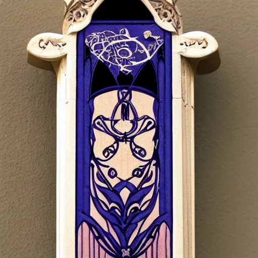 Prompt: bat box in art nouveau style