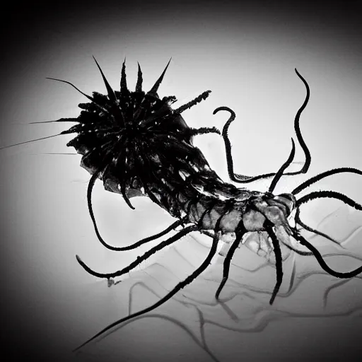 Prompt: portuguese man of war, award winning black and white photography