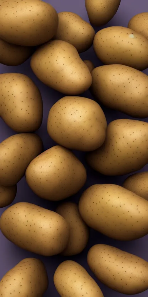 Image similar to 3 d rendered potato with scary face