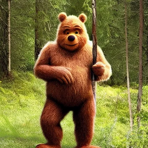 Image similar to photo of sasquatch bigfoot that looks like Winnie the Pooh