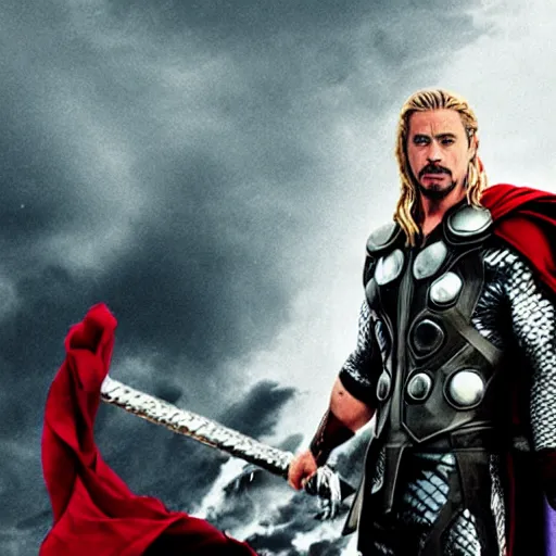 Image similar to robert downey jr as thor