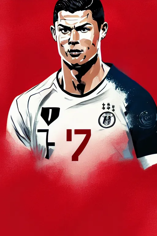 Prompt: christiano ronaldo, manga cover art, detailed color portrait, artstation trending, 8 k, greg rutkowski