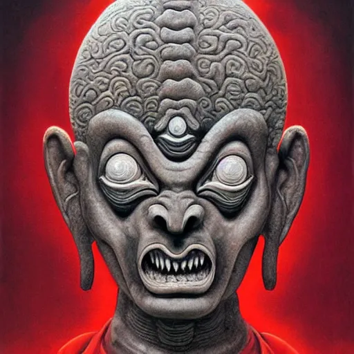 Image similar to a naraka buddhist alien demon korean, thailand art, tubular creature, blood vessels, black energy, dystopian surrealism, artstyle alex ries zdzisław beksinski, symmetry accurate features, very intricate details, high resolution, symmetrical long head, smooth marble surfaces, detailed ink illustration, metal gear, cinematic smooth stone, deep aesthetic, concept art