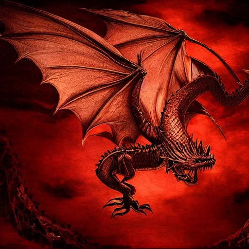 Prompt: detailed photorealistic intricate beautifully detailed ethereal, red dragon, beautiful dramatic lighting, cinematic composition, by leonardo da vinci : : rgba