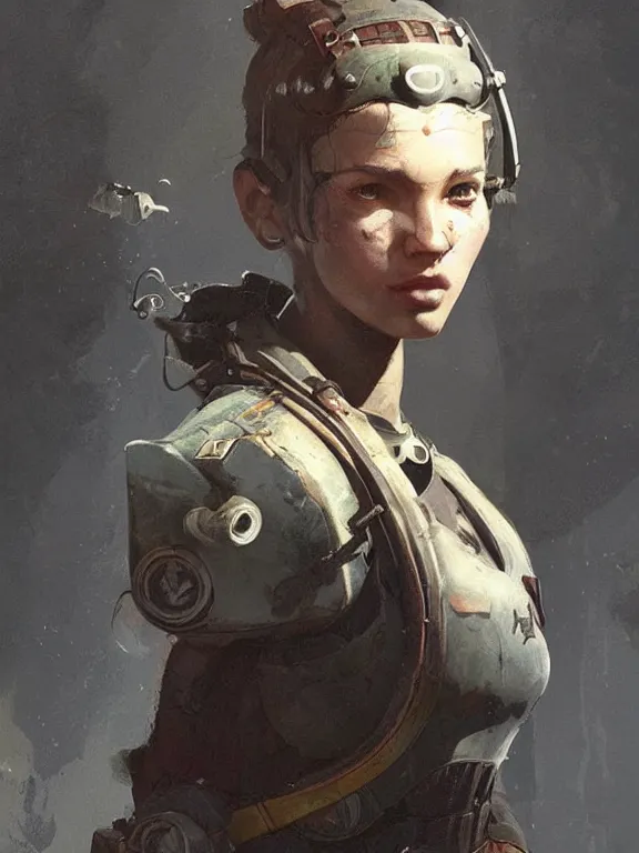 Prompt: portrait of a young female traveler as fallout 4 concept art, art by ryo shiotani and greg rutkowski, intricate, beautiful, cute, cinematic lighting, vintage art by serge ivanoff