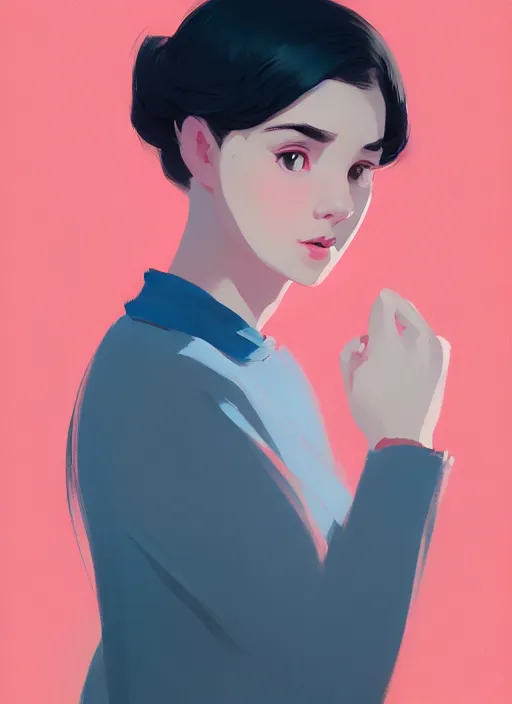 Prompt: a portrait of a pretty young lady by atey ghailan