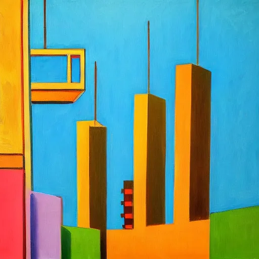 Prompt: colorful oil painting of tel aviv bauhaus architecture in the style of henri matisse