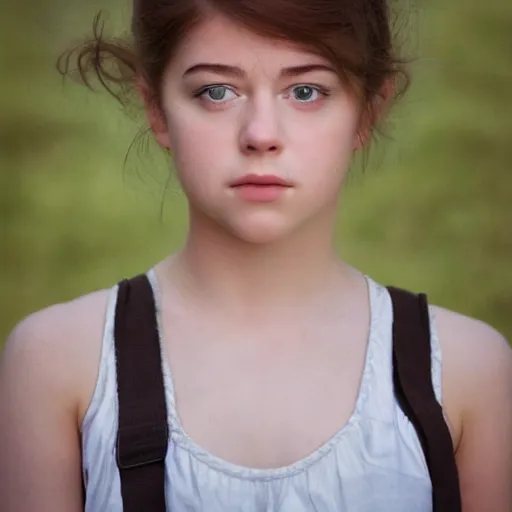 Image similar to a masterpiece portrait photo of a beautiful young woman who looks like a tiny mary elizabeth winstead, symmetrical face