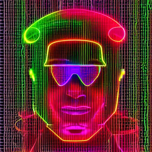 a mm 9 with neon decorations, futurism, 3 d