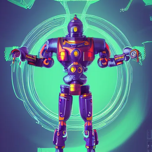 Prompt: vitruvian android, isometric concept, gouf mobile suit, by alex pardee, 3 d cg, octane rendered, futuristic, 2 k aesthetic, 4 k, highly saturated colors