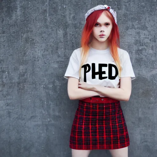 Image similar to female model teenage emo photography plaid skirt band shirt beautiful face