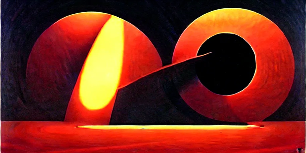 Image similar to black hole, art deco, moebius, cinematic lighting, beautiful, elegant, oil painting,