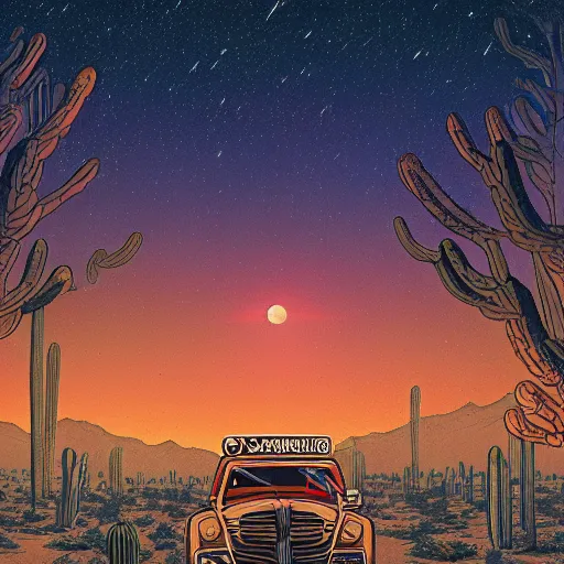 Image similar to mysterious desert at night, by dan mumford and sandra chevrier, 4 k