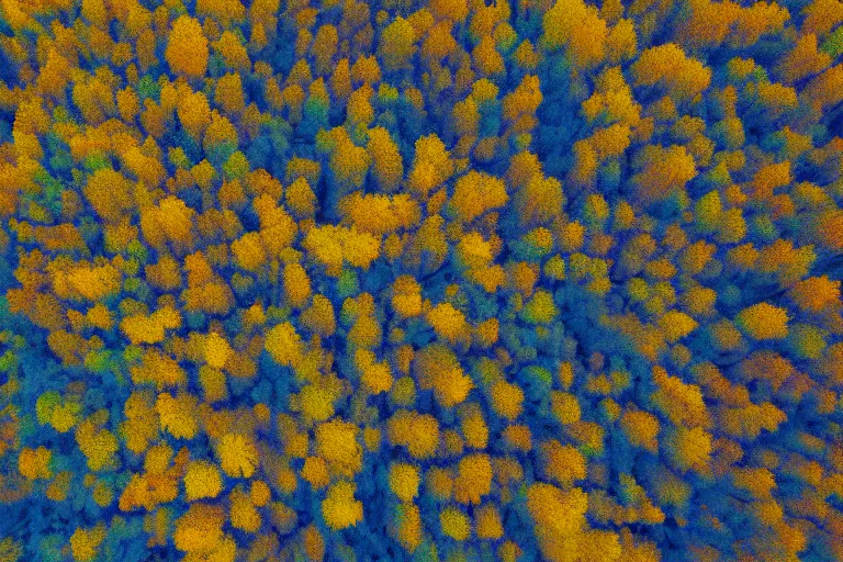 Prompt: forest of blue spaghetti under a yellow sky