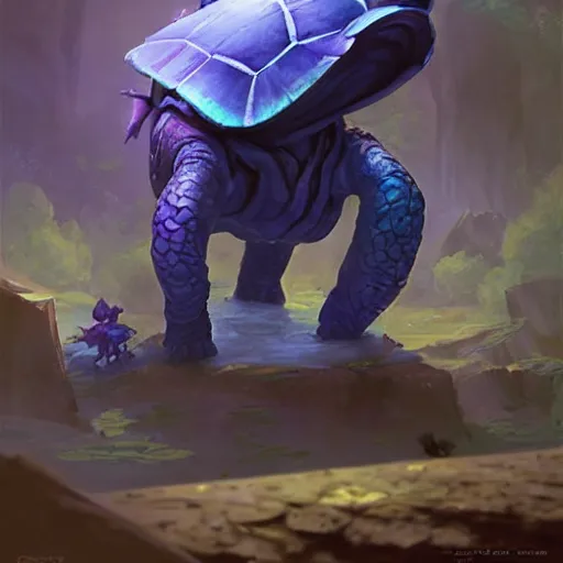 Image similar to blue turtle murlock hybrid, hearthstone art style, epic fantasy style art by Craig Mullins, fantasy epic digital art, epic fantasy card game art by Greg Rutkowski