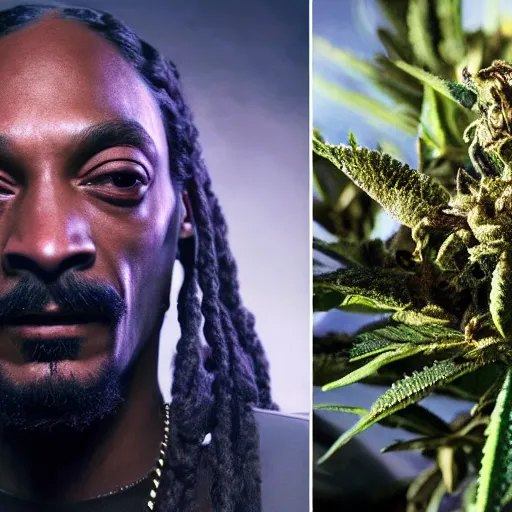 Image similar to snoop dogg made of marijuana bud, weta 8 k hyper realistic detailed cinematic still, volumetric lighting surreal photorealism