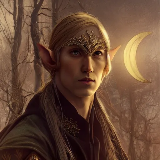 Prompt: in frame painting of an elven man with asian cat eyes with blond shiny moon hair, ultra realistic, concept art, intricate details, eerie, haunting, highly detailed, photorealistic, octane render, 8 k, unreal engine. art by artgerm and greg rutkowski and charlie bowater and magali villeneuve and alphonse mucha