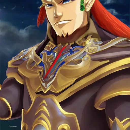 Image similar to portrait of ganondorf, anime fantasy illustration by tomoyuki yamasaki, kyoto studio, madhouse, ufotable, trending on artstation