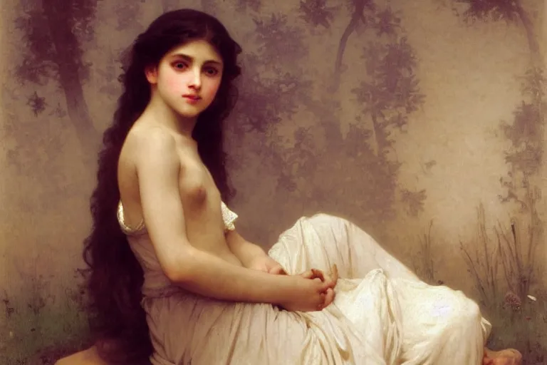 Prompt: pretty girl by william - adolphe bouguereau