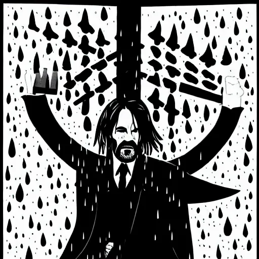 Image similar to mcbess illustration of john wick in the rain