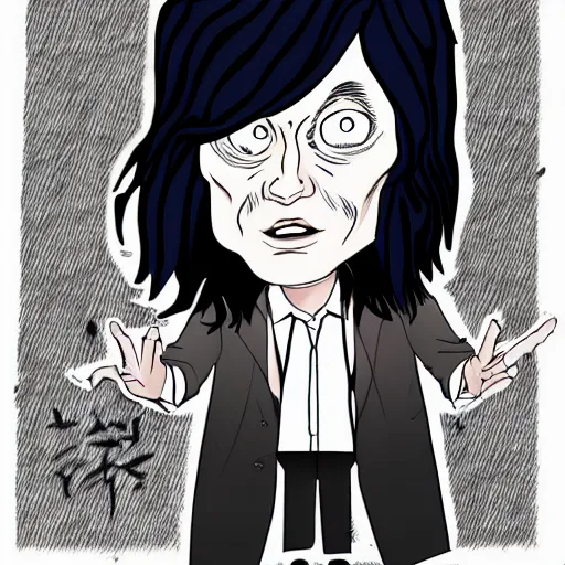 Prompt: Tommy Wiseau in the style of Junji Ito