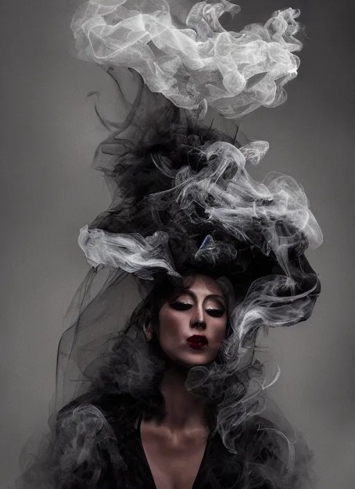 Prompt: a Photorealistic dramatic hyper realistic render of a glamorous Mexican ghost smoke by Ken Brower and Deborah Ory, Lois Greenfield, Beautiful dynamic dramatic dark moody lighting, volumetric, shadows, cinematic atmosphere, Octane render, 8K