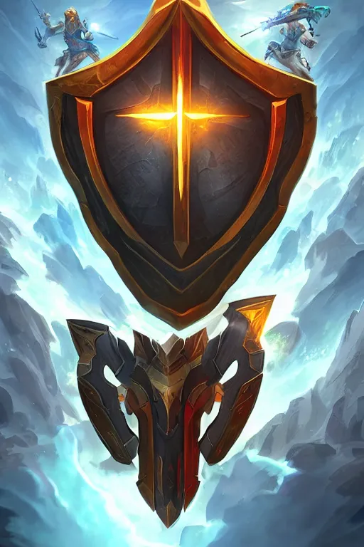 Image similar to shield fantasy epic legends game icon stylized digital illustration radiating a glowing aura global illumination ray tracing hdr fanart arstation by ian pesty and katarzyna da „ bek - chmiel