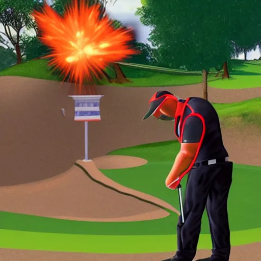 Image similar to Duke Nukem playing golf