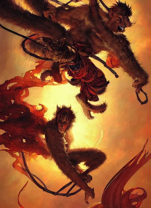 Image similar to sun wukong makes a havoc in the heavenly palace by karol bak