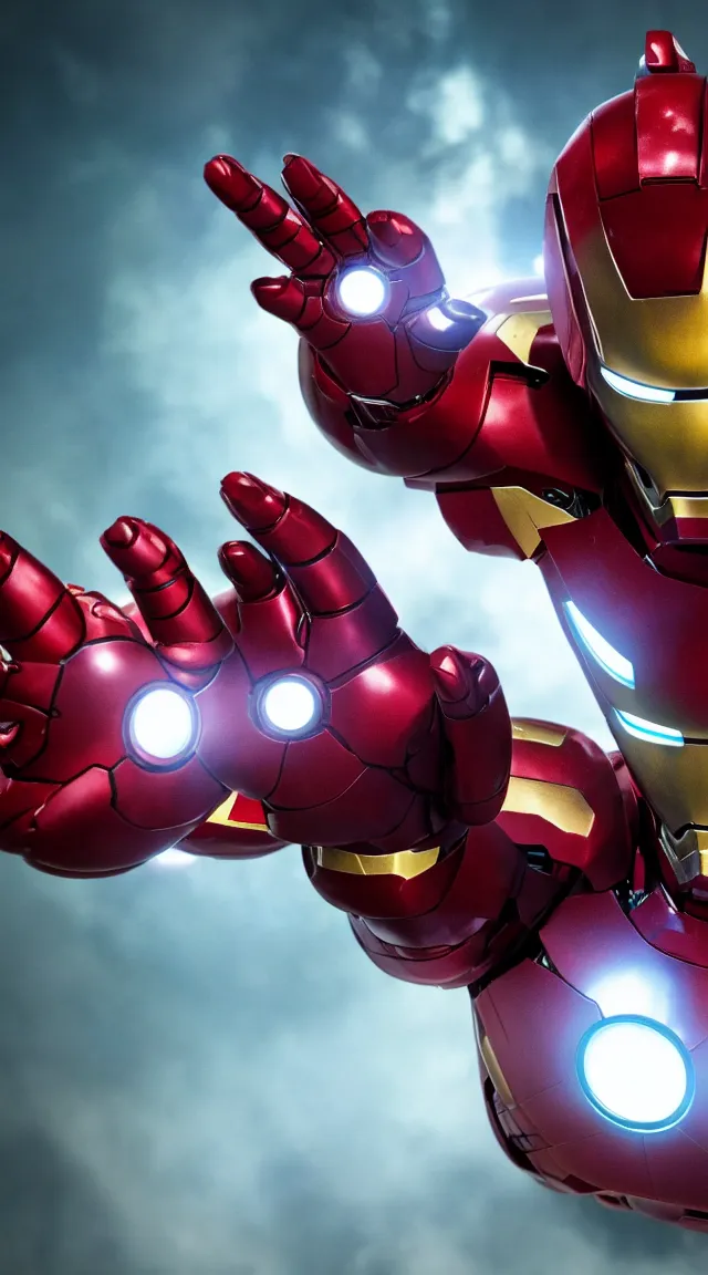 Prompt: Iron man in a hellish suit, novie frame, cinematic lighting