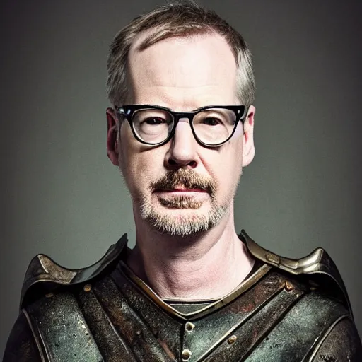 Image similar to adam savage portrait roman general hand on sword