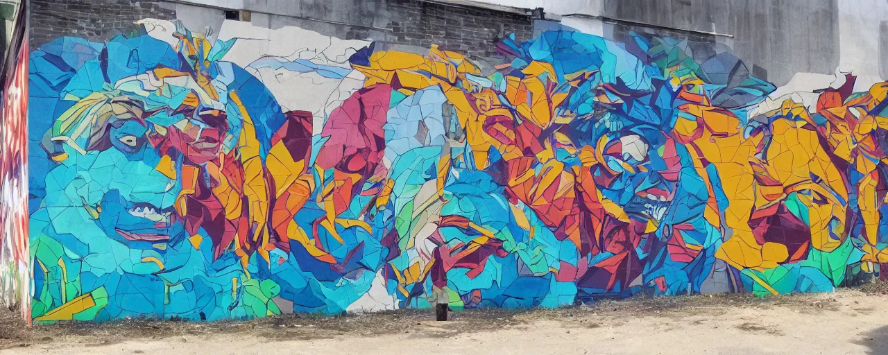Prompt: a mural by loomit