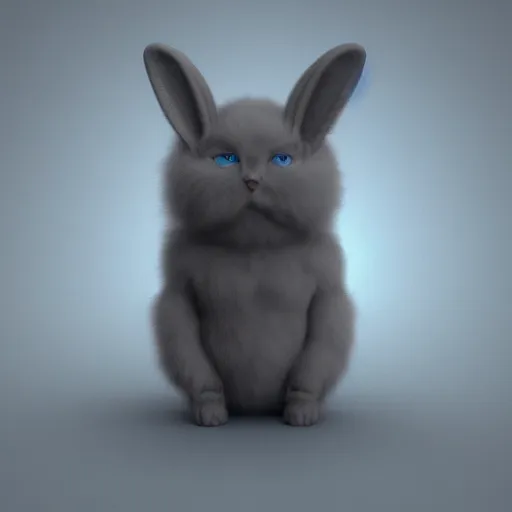 Image similar to fluffy alien cat rabbit hybrid creature character concept 3 d render with detailed fur 4 k