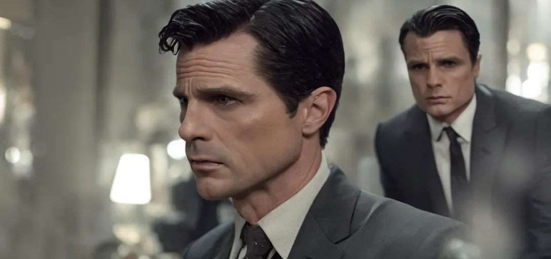 Prompt: a still of Colby Minifie as Bruce Wayne in The Batman (2022)