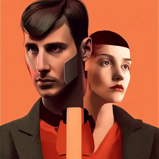 Image similar to portrait handsome androgynous sci - fi girl, blade runner 2 0 4 9, futuristic metropolis, digital art, pop art by hsiao - ron cheng and george tooker