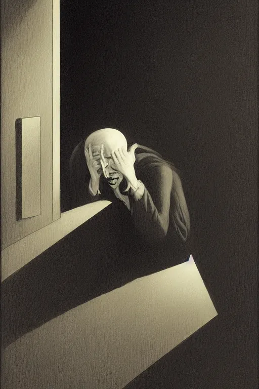 Image similar to Shakespeare as a black metal vocalist Edward Hopper and James Gilleard, Zdzislaw Beksisnski, higly detailed