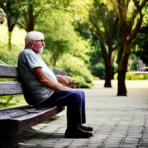 Prompt: An old man sitting on a bench, claymatio, highly detailed, 8k, contrast, cinematic lighting