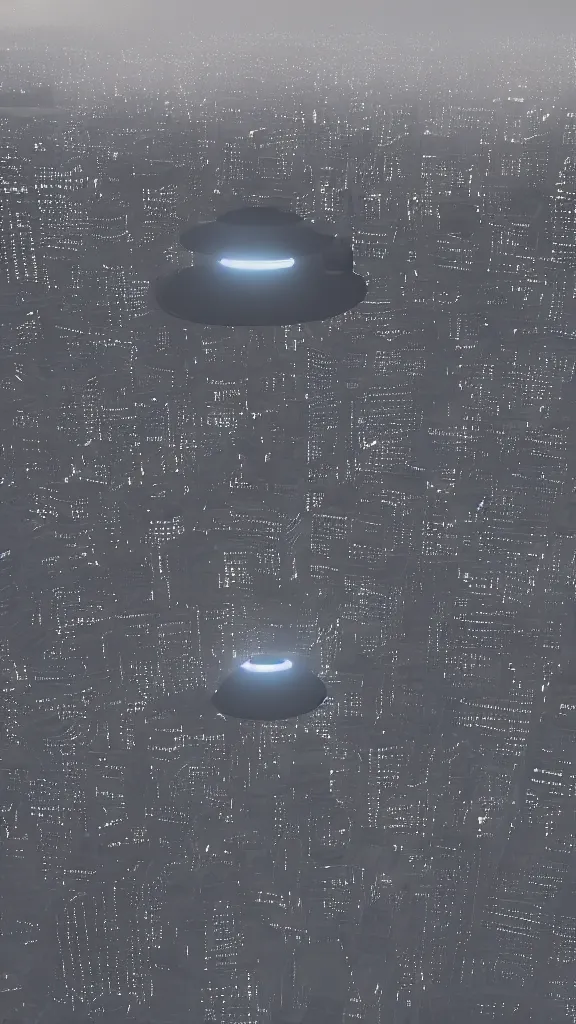 Image similar to The UFO is over the city,realistic ,octane render