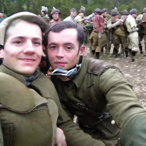 Prompt: selfie at the battle at Normandy