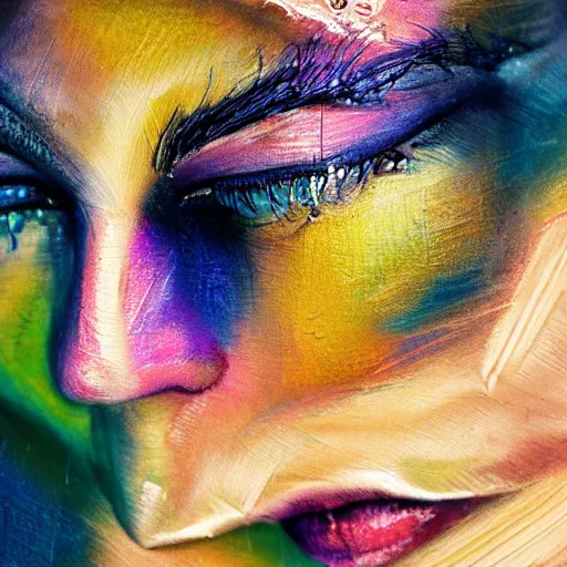 Prompt: The drunk woman with the fancy dress is crying to the moon :: Mixed media painting on wood. Colorful and artistic. Beautiful texture. Beautiful lighting. 3d scene. zbrush. Old photography style. Poster style. Very realistic shiny skin. subsurface scattering skin. Beautiful lighting, 4k post-processing, trending in art station, cg society, highly detailed, 5k extremely detailed, 3D. Cinematic scene. sharp image. An artistic and poetic scene. Jan van Eyck, Jean-Léon Gérôme, academicism, highly detailed, color harmony, expressionim, dramatic lighting. artstation, ornate, nreal engine, lovecraft, 4K, beatiful art by Lêon François Comerre, ashley wood, craig mullins, William-Adolphe Bouguereau, Rosett
