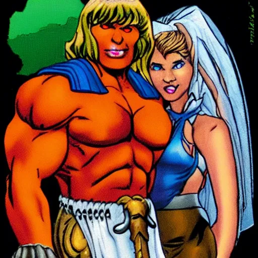 Prompt: He-Man gets married to Skeletor