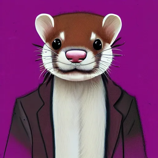 Prompt: ferret furry guy, digital art high quality, jacket