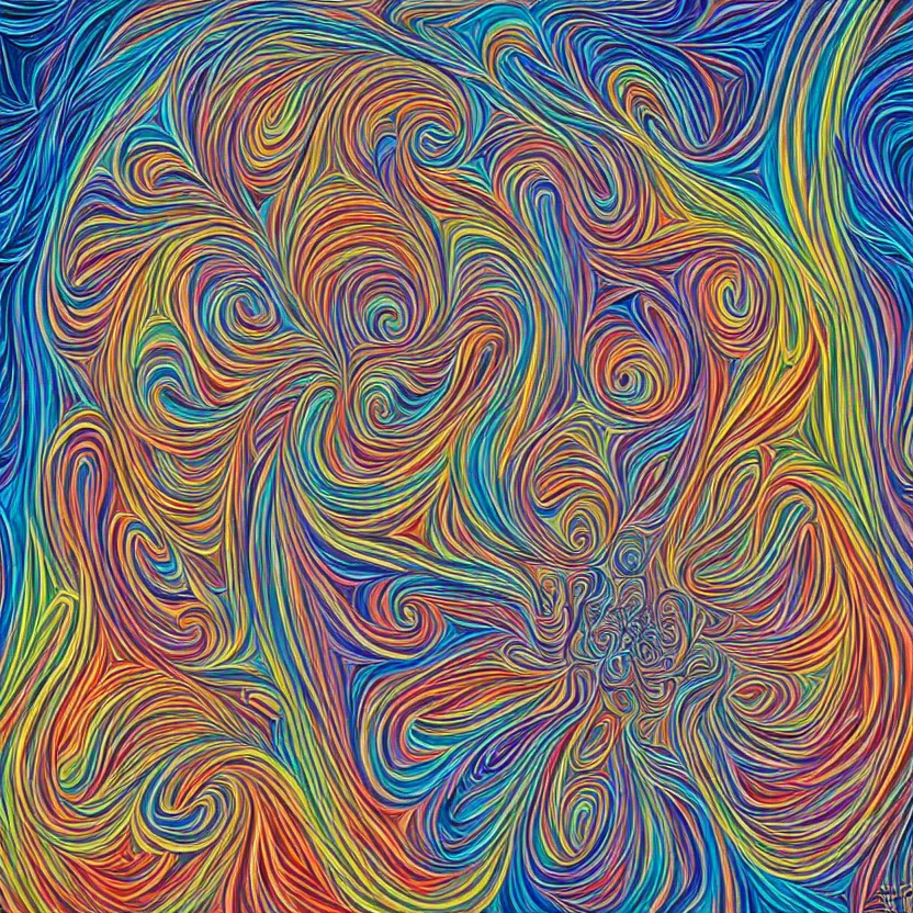 Image similar to mise en abyme, by alex grey