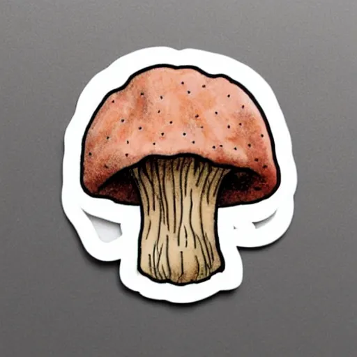 Prompt: cute mushroom with face, white tracing, sticker,
