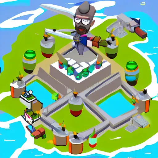 Image similar to bird view of walter white as a tower in bloons td 6