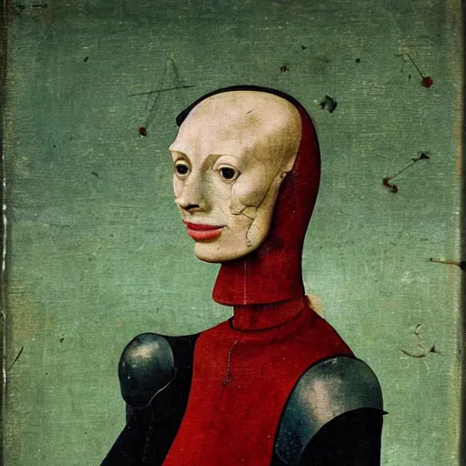 Image similar to a portrait of a female android by hieronymous bosch